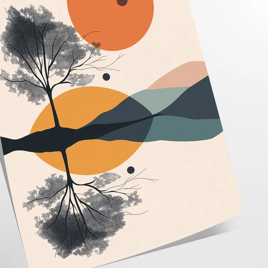 captivating simplicity geometric minimal art stunning green orange poster space artwork thoughtful gift lovers modern touch class home office decor